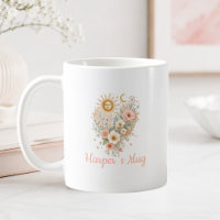 Persoonlijke Boho Bloemhart Zon Maan Mok