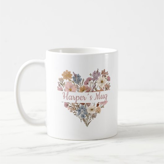 Persoonlijke Boho Bloemhartmok Koffiemok (Links)