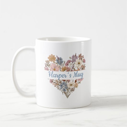 Persoonlijke Boho Bloemhartmok Koffiemok (Links)