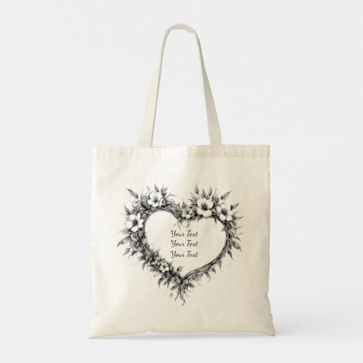 Persoonlijke Boho Bloemharttas Tote Bag (Achterkant)