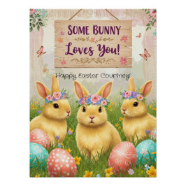 Persoonlijke Boho Bunny Pasen Poster voor Meisjes