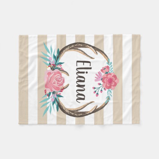 Persoonlijke Boho Chic Antlers Fleece Blanket (Voorkant (Horizontaal))