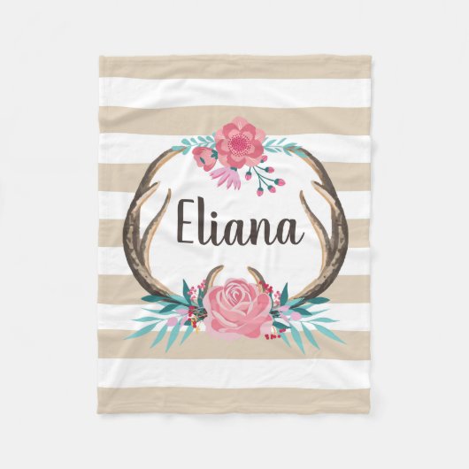 Persoonlijke Boho Chic Antlers Fleece Blanket Deken (Voorkant)
