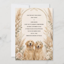 Persoonlijke Boho Golden Retriever Trouw Uitnodigi