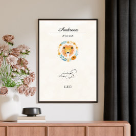 Persoonlijke Boho Leeuw Zodiac Sterrenbeeld Poster