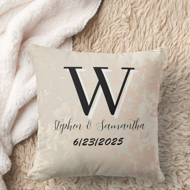 Persoonlijke boho-monogram trouwherinnering kussen (Creator heeft geüpload)