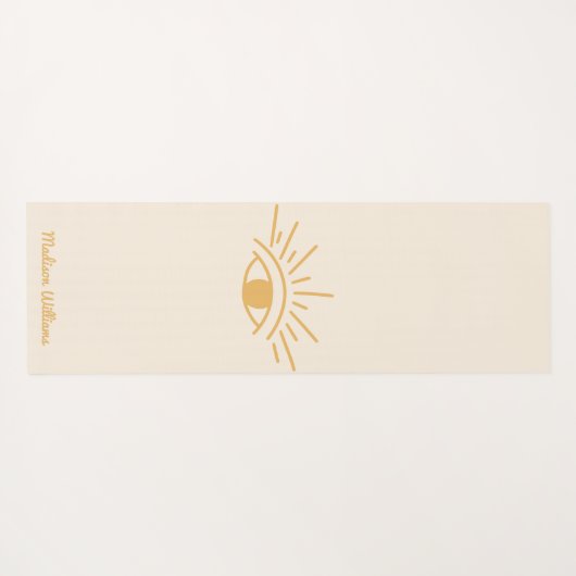 Persoonlijke Boho Mystical Yellow Sun en Moon Yogamat (Achterkant (horizontaal))