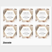 Persoonlijke Boho Pampas Grass Wedding Vierkante Sticker (Vel)