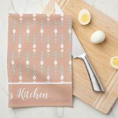 Persoonlijke Boho Perzik Salie Groen Witte Abstrac Theedoek (Quarter Fold)