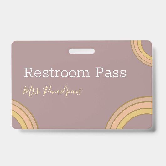 Persoonlijke Boho Rainbow Hall Pass Badge (Voorkant)