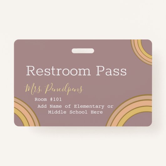 Persoonlijke Boho Rainbow Hall Pass Badge (Achterkant)
