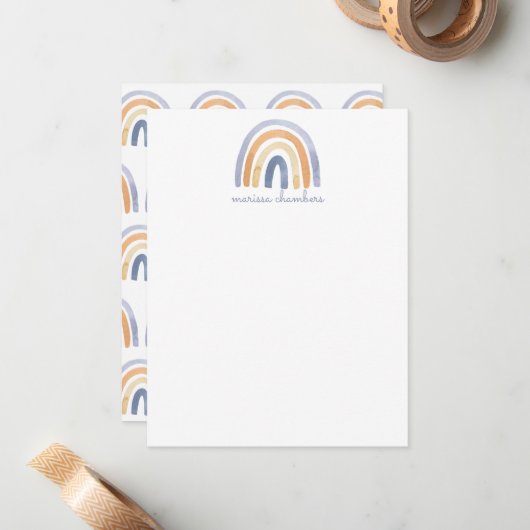 Persoonlijke Boho Rainbow-plattegrondbriefkaart Notitiekaartje (Voorkant / Achterkant in situ)