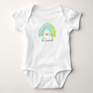 Persoonlijke Boho Regenboog Baby Naam Hart Pastel Romper