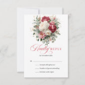 Persoonlijke Boho Rode Witte Bloem RSVP Kaart (Voorkant)