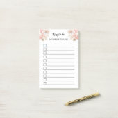 Persoonlijke Boho Roze Bloemen Post-it® Notes (Op bureau)