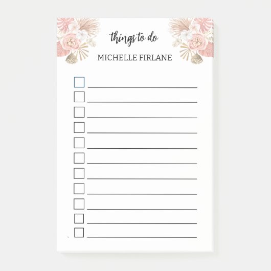 Persoonlijke Boho Roze Bloemen Post-it® Notes (Voorkant)
