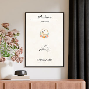 Persoonlijke Boho Steenbok Zodiac Constellatie Poster