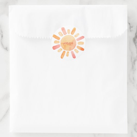 Persoonlijke Boho Sun en Rays Ronde Sticker (Tas)