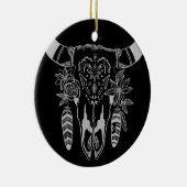 Persoonlijke Boho Tribal Skull Black en White Keramisch Ornament (Rechts)