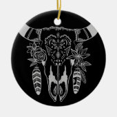 Persoonlijke Boho Tribal Skull Black en White Keramisch Ornament (Voorkant)