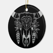 Persoonlijke Boho Tribal Skull Black en White Keramisch Ornament (Links)