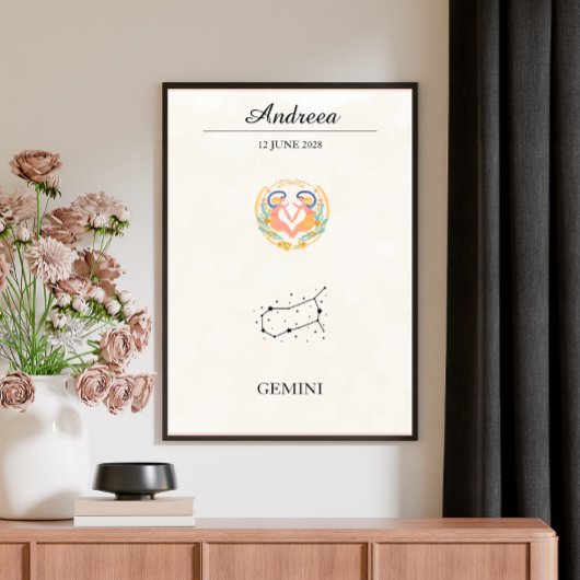 Persoonlijke Boho Tweelingen Sterrenbeeld Constela Poster