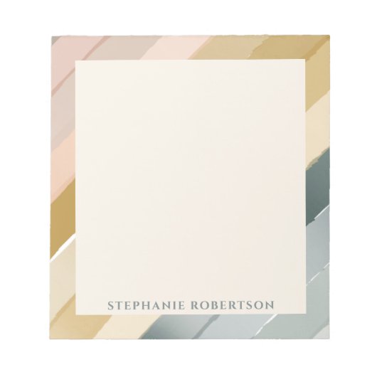 Persoonlijke Boho Watercolor Streep Gradiënt Naam Notitieblok (Voorkant)
