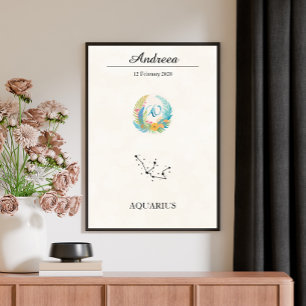 Persoonlijke Boho Waterman Dierenriem Sterrenbeeld Poster
