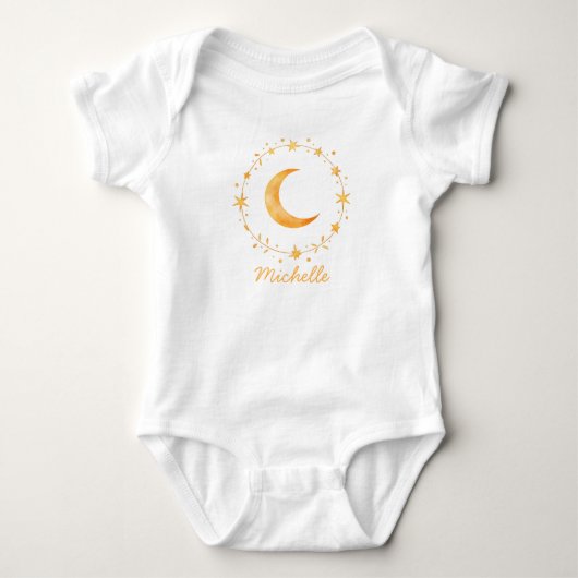 Persoonlijke Boho Waterverf Maan & Sterren – Schat Romper (Voorkant)