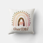 Persoonlijke Boho Waterverf Regenboog Naam Meisje Kussen (Achterkant)