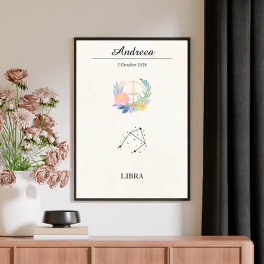 Persoonlijke Boho Weegschaal Dierenriem Sterrenbee Poster