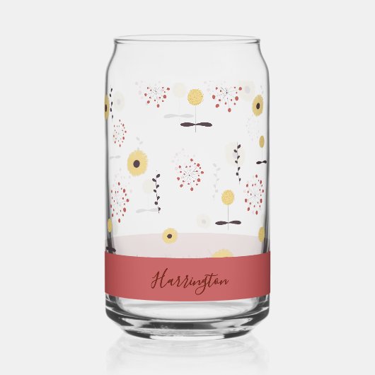 Persoonlijke Boho Wilde Bloem Met Aangepaste Naam Blikvorm Glas (Voorkant)