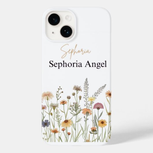 Persoonlijke Boho Wilde Bloem Phonehoes Customnaam Case-Mate iPhone Case (Achterkant)
