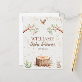 Persoonlijke Boho Woodland Baby Shower Achtergrond Aankondigingskaart
