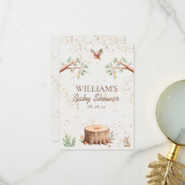 Persoonlijke Boho Woodland Baby Shower Achtergrond Bedankkaart