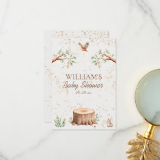 Persoonlijke Boho Woodland Baby Shower Achtergrond Bedankkaart