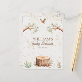 Persoonlijke Boho Woodland Baby Shower Achtergrond Feestdagenkaart