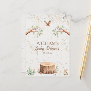 Persoonlijke Boho Woodland Baby Shower Achtergrond Feestdagenkaart
