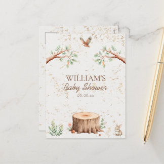 Persoonlijke Boho Woodland Baby Shower Achtergrond Feestdagenkaart