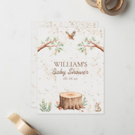 Persoonlijke Boho Woodland Baby Shower Achtergrond Notitiekaartje
