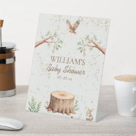 Persoonlijke Boho Woodland Baby Shower Achtergrond Reclamebord Met Voetstuk