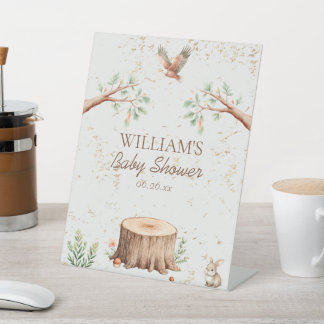 Persoonlijke Boho Woodland Baby Shower Achtergrond Reclamebord Met Voetstuk