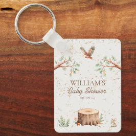 Persoonlijke Boho Woodland Baby Shower Achtergrond Sleutelhanger