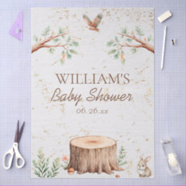Persoonlijke Boho Woodland Baby Shower Achtergrond Tissuepapier