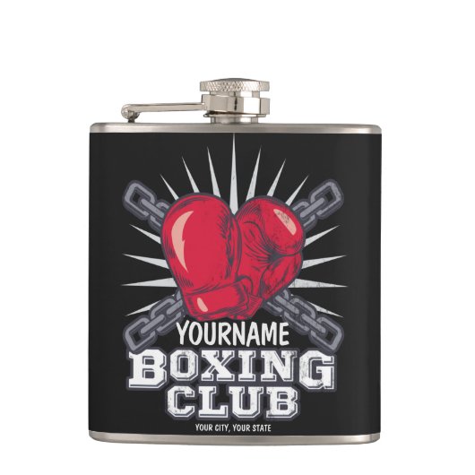 Persoonlijke Bokhandschoenen Vechterskampioen Boxe Heupfles (Voorkant)