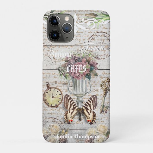 Persoonlijke Bonjour trendy rustieke kunst Franse Case-Mate iPhone Case (Achterkant)