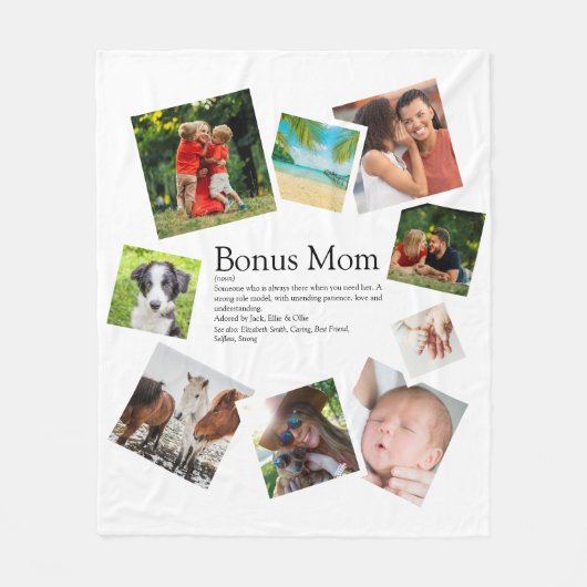 Persoonlijke Bonus Moeder Definitie 9 Foto Collage Fleece Deken (Voorkant)