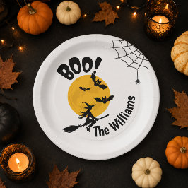Persoonlijke Boo Heks & Vleermuizen Halloween Papieren Bordje