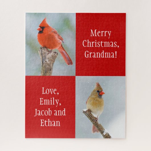 Persoonlijke boodschap Kardinaal Birds Rood Kerstf Legpuzzel (Verticaal)