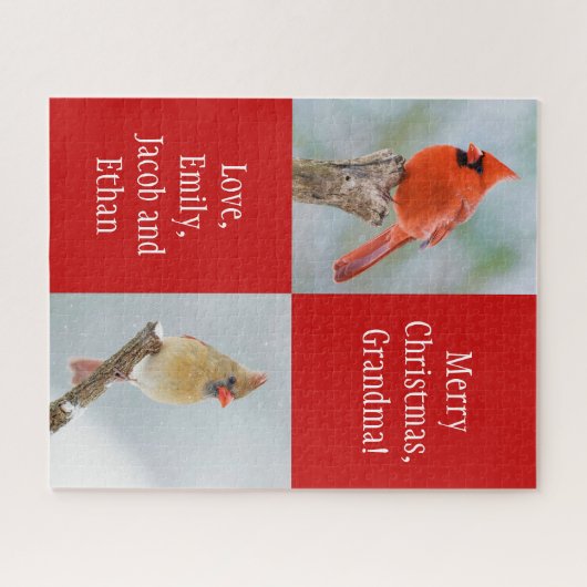 Persoonlijke boodschap Kardinaal Birds Rood Kerstf Legpuzzel (Horizontaal)